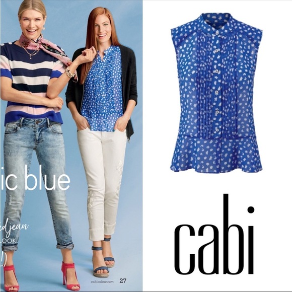 Cabi Electric Blue Tulip Sheer Blouse - Picture 3 of 5